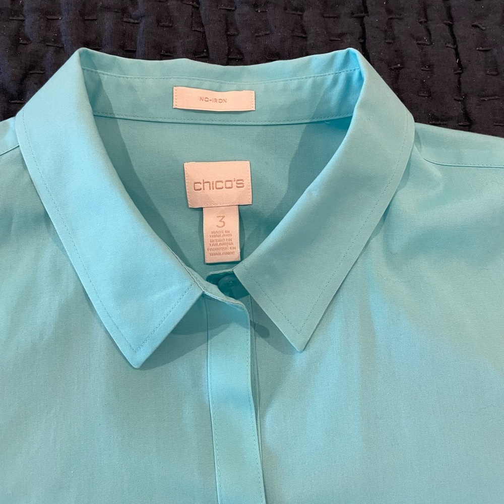 Chicos size 3  long sleeve shirt.Light turquoise